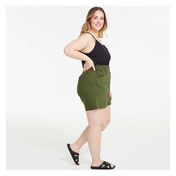 Women+ Back Elastic Waist Short - Dark Green